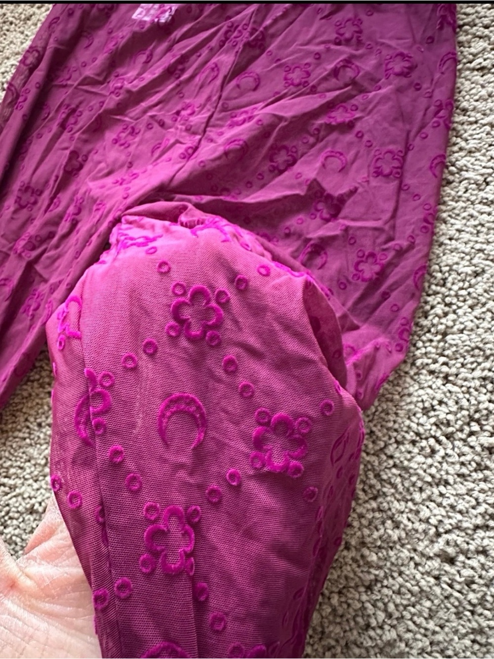 Marine Serre Magenta Embroidered Floral Crescent Dress